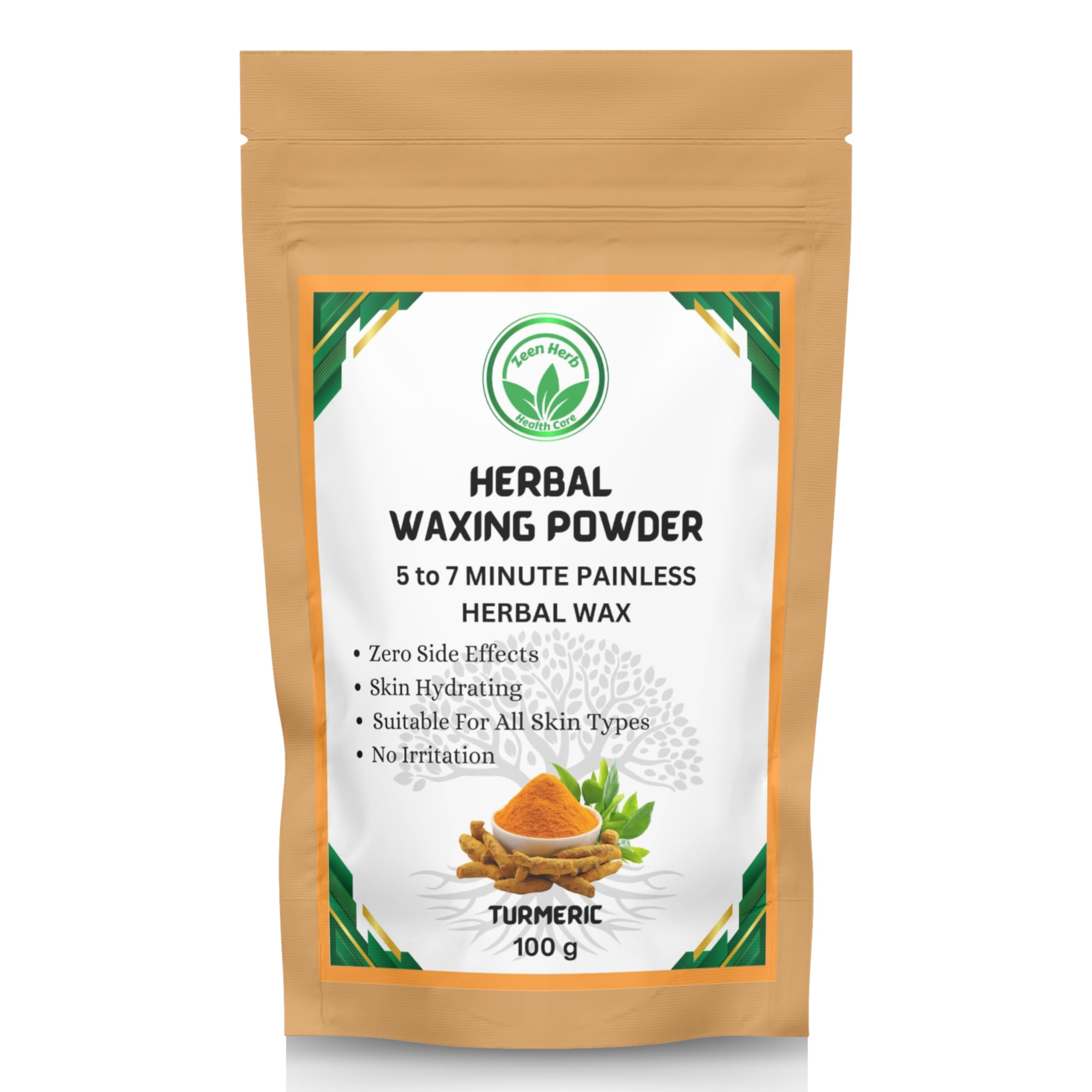 Herbal Waxing Powder for hair removal | Painless Herbal Wax | Multani Mitti Herbal Powder Wax for Underarms, Bikini Area, Hand, Legs, Back Area, 100gm - Zeen Herb
