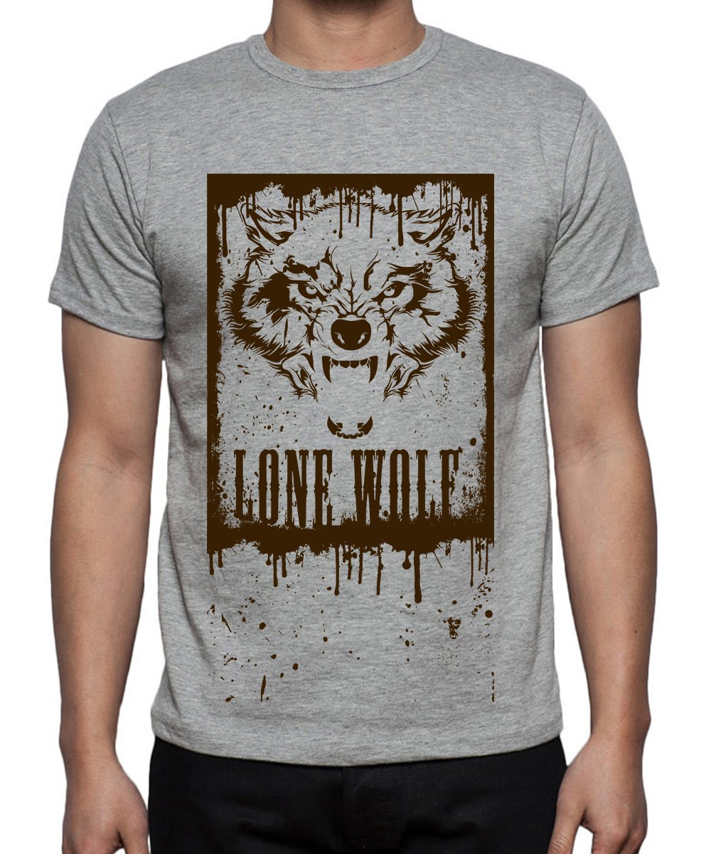CaseriaMen's Cotton Printed T-Shirt -Lone Wolf | 100% Cotton | Half Sleeves | Regular Fit | Printed | Round Neck | Graphic T Shirt