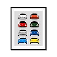 Vista 1 de Porsche 911 Generations Inspired Car Poster - Handmade Print of 901, G Series, 964, 993, 996, 997, 991, 992 - Multi, 24x36" Metallic Print