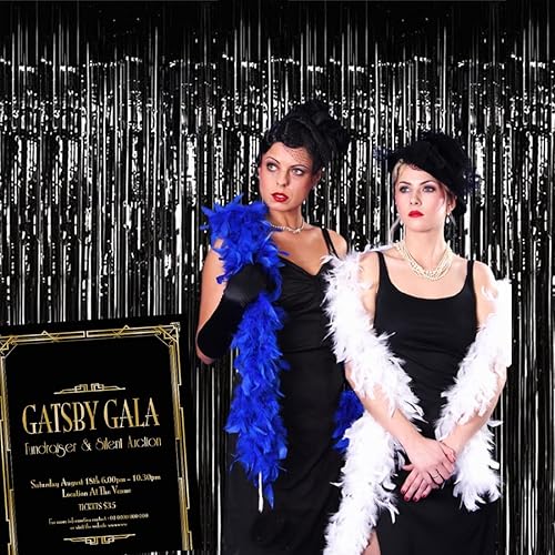 Miniatura 3 de Muhome Cortinas de flecos de papel de aluminio morado, 4 cortinas de puerta de oropel de 3.28 x 8.2 pies, telón de fondo de flecos morados para