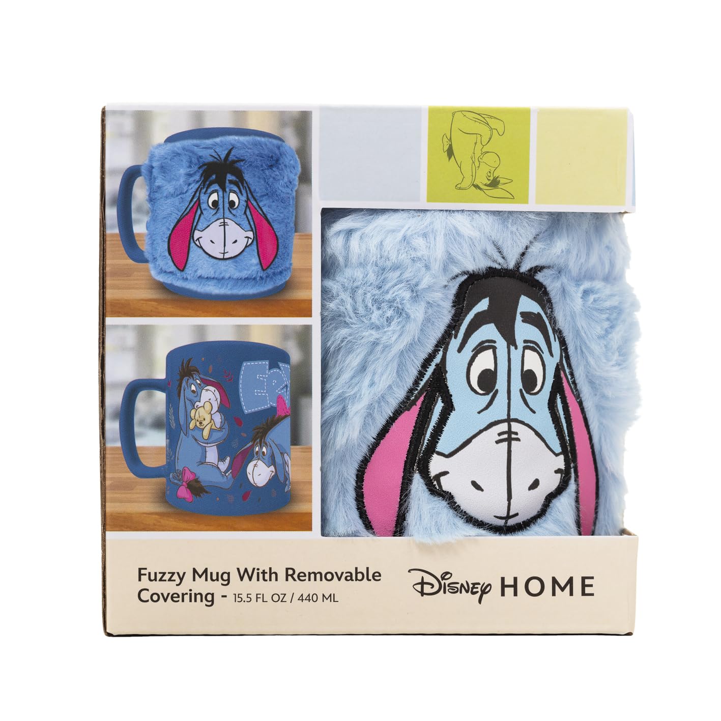 Pyramid International Winnie The Pooh Eeyore Fuzzy Mug, 15.5oz/440ML - Cute and Cozy Mug with Removable Sleeve Featuring Eeyore, Ideal for Winnie The Pooh Fans, One Size