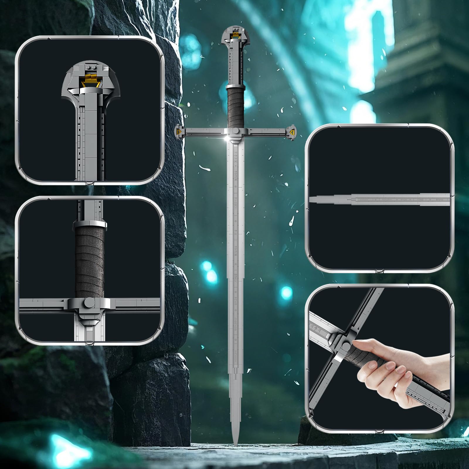 Reobrix Narthil Schwert Klemmbausteine Set für Erwachsene 99024, Anime Schwert Modellbausatz, Bauset zum Bauen, Sammlerstück Deko, Cosplay Spielzeugschwert, Geschenk ab 14 Jahren