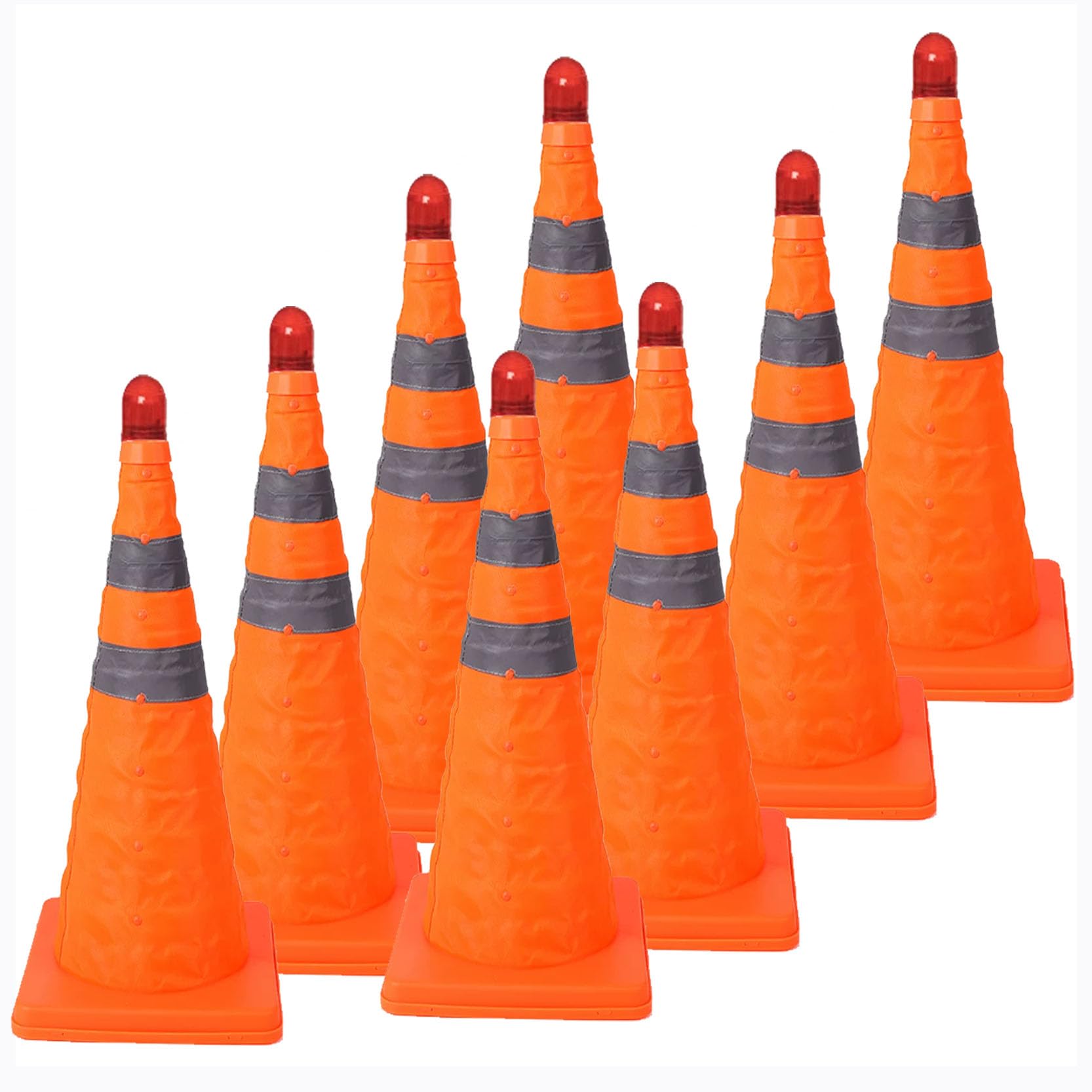 Cône de Signalisation Pliable Orange avec 2 Colliers Réfléchissants pour La Construction,Les Allées,Les Routes et Le Stationnement Cônes de Signalisation(Size:40x23x23cm,Color:8B)
