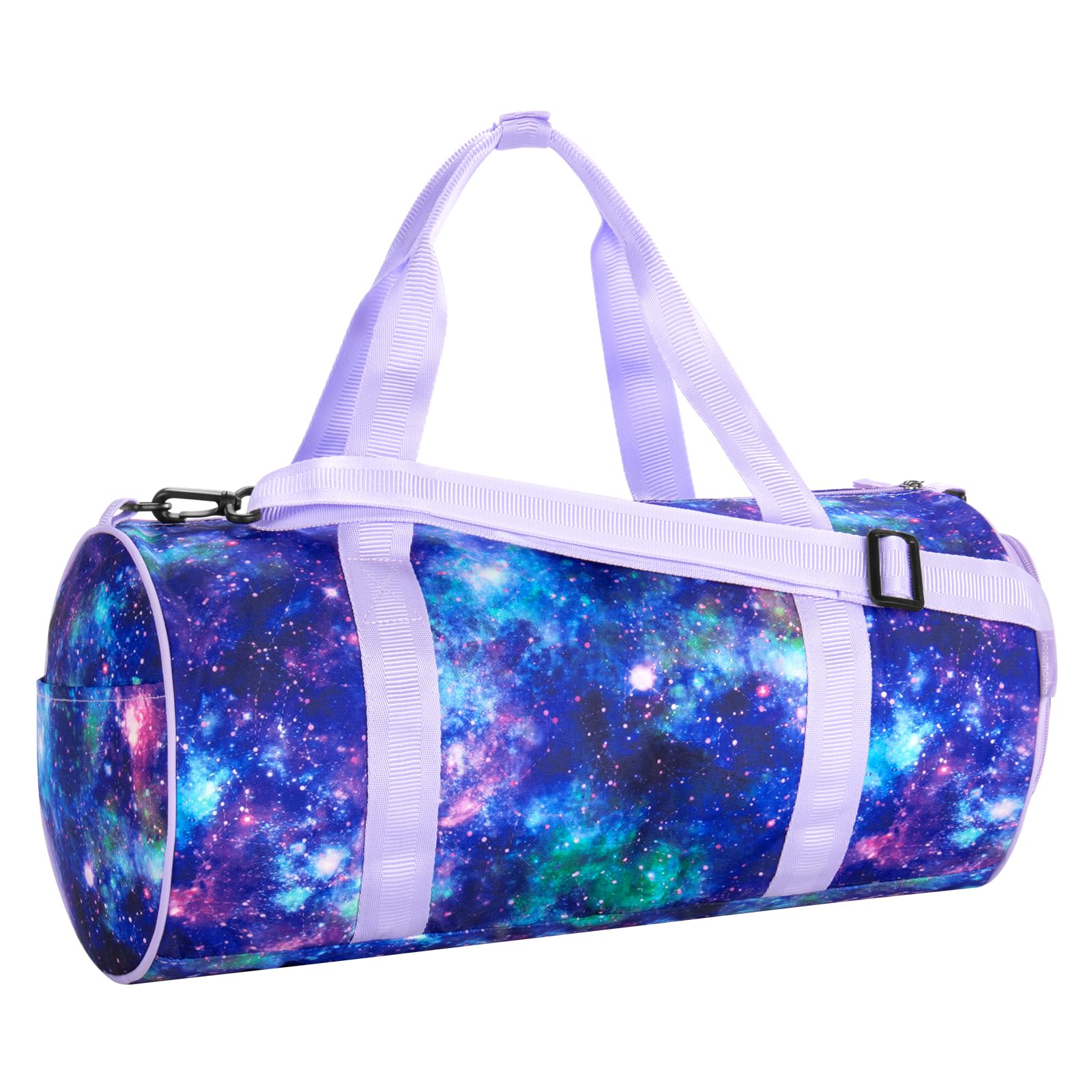 Choco Mocha Duffle Bag Kids Girls - Galaxy Weekender Overnight Bags for Little Girl Dance Bag Ages 6-8, Purple