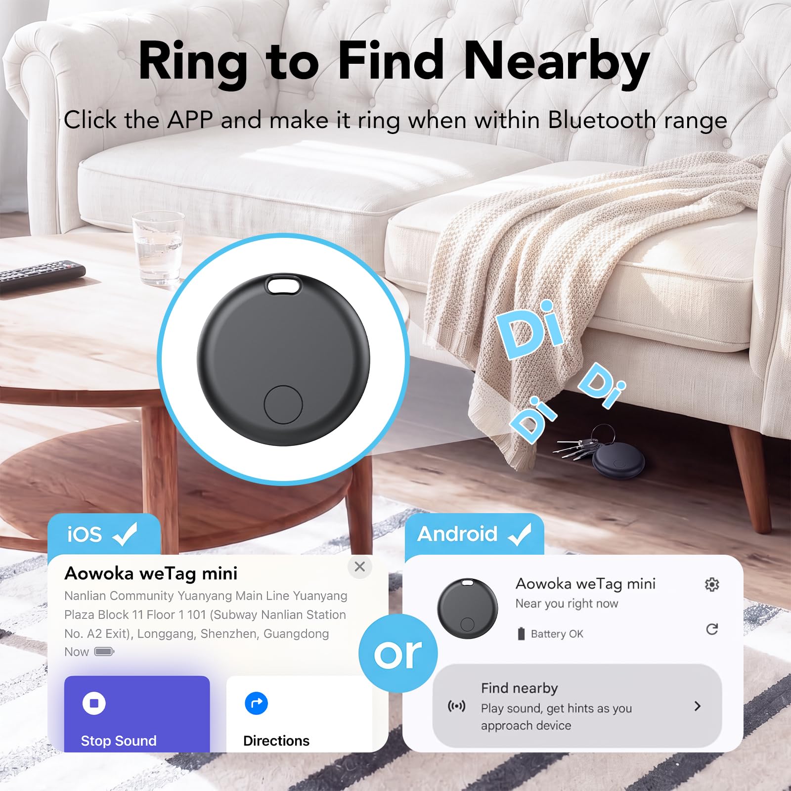Smart Traceur Tag Lot de 4, Compatible avec Apple Find My et Google Find Hub, Localisateur Bluetooth Android & iOS, Batterie Remplaçable, Étanche IP68, pour Clés, Portefeuilles, Valises et Sacs