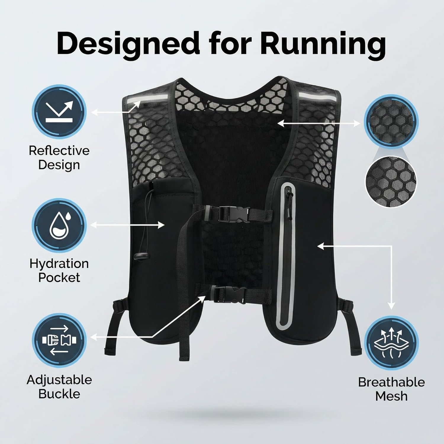 Running Vest for Women Men Hydration Backpack with 500ml Soft Flask Lightweight Water Pack