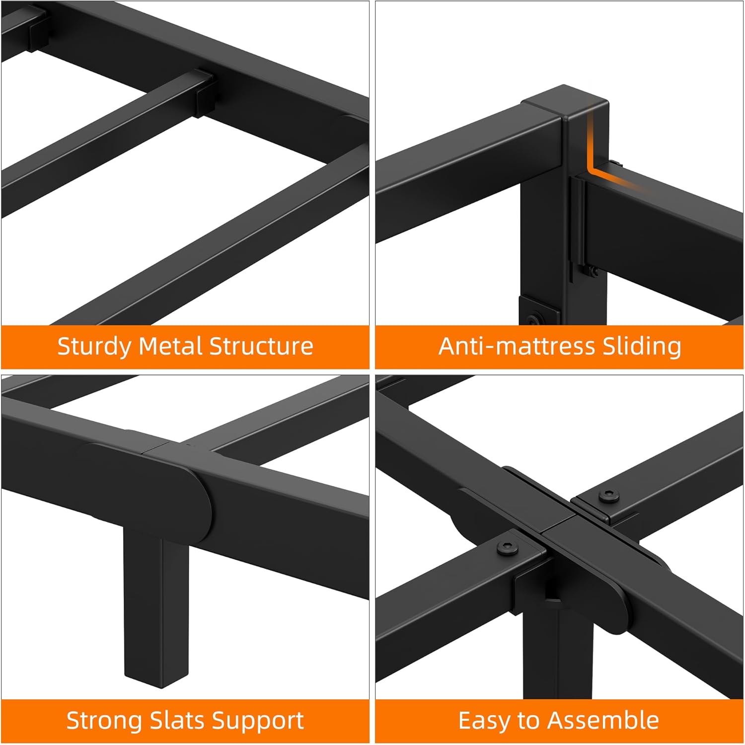 GarveeHome 6 in Queen Bed, Metal Platform Bed Frame with Steel Slats Support, Mattress Foundation, Easy Assembly, No Box Spring Needed, Black