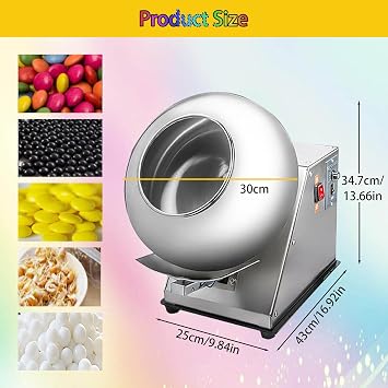 Automatic Tablet Coating Machine,Candy Coater Machine,Small Commercial Mini Chocolate Panning Machine, for Sugar, Chocolate, Peanut Nut Etc