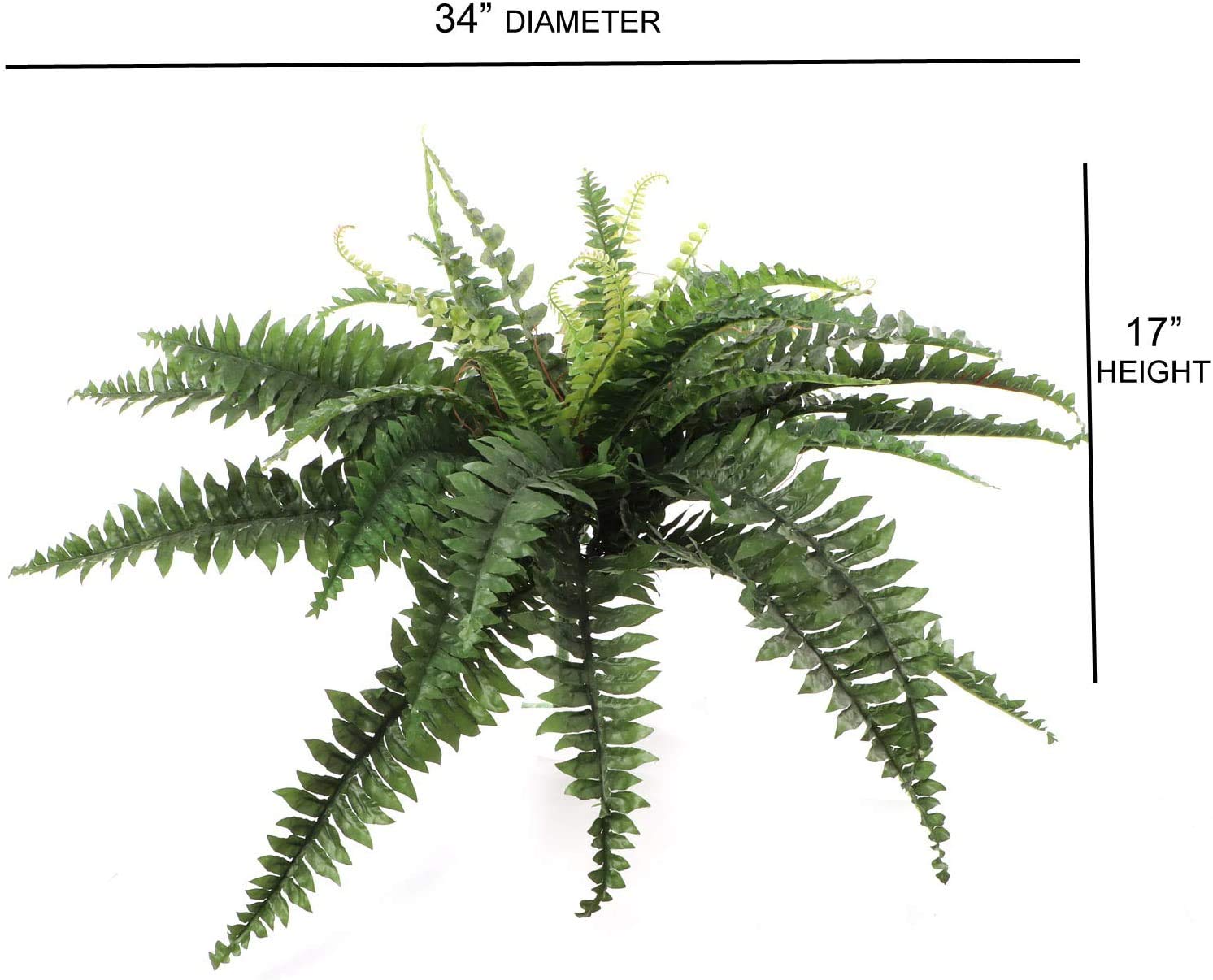 Floral Homew Artificial Boston Fern Plant with 42 Lifelike Green Silk Fronds | 34