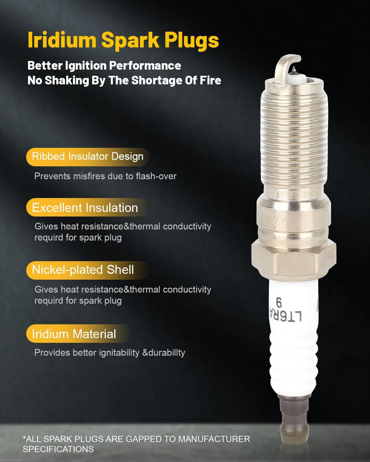 OCPTY 6 ignition coils with 6 iridium Spark Plugs fits UF375 GN10309 C747 for Cadillac for Buick for Chevrolet for GMC for Saturn CTS SRX Acadia Outlook Enclave Allure L for ford ACrosse 3.6L