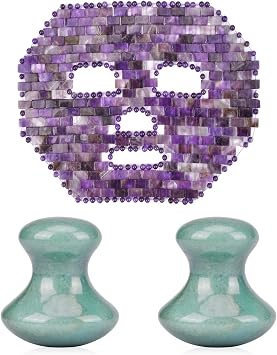 ideayard Mushroom Massage Tool & Jade Face Mask All Natural Crystal for SPA Massage