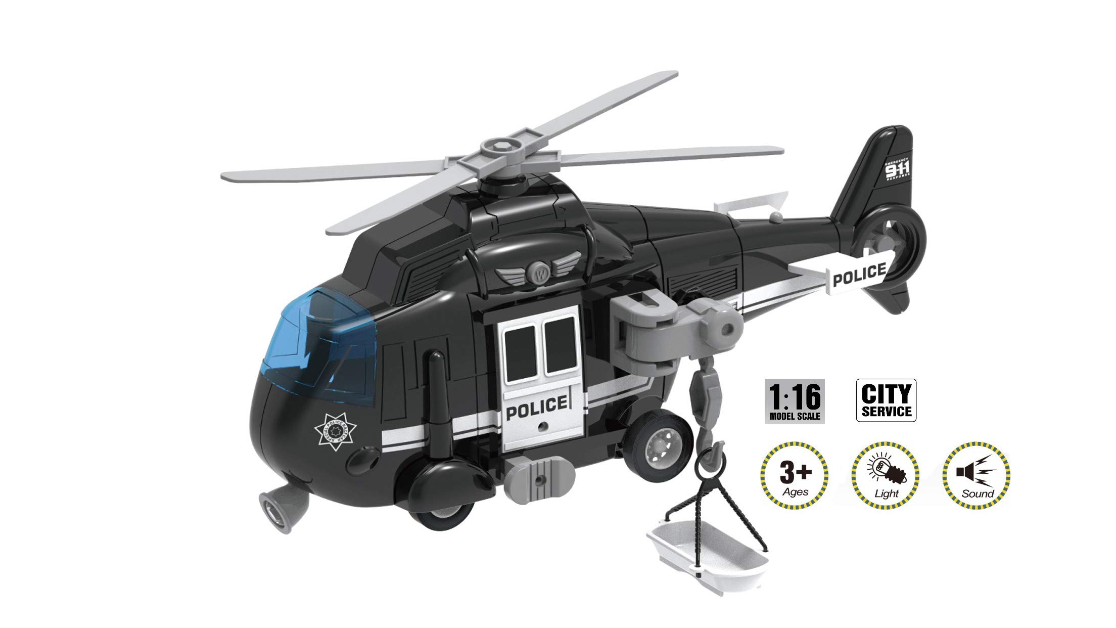 Buy City Service Helicopter Toy for Kids with Lights and Sounds