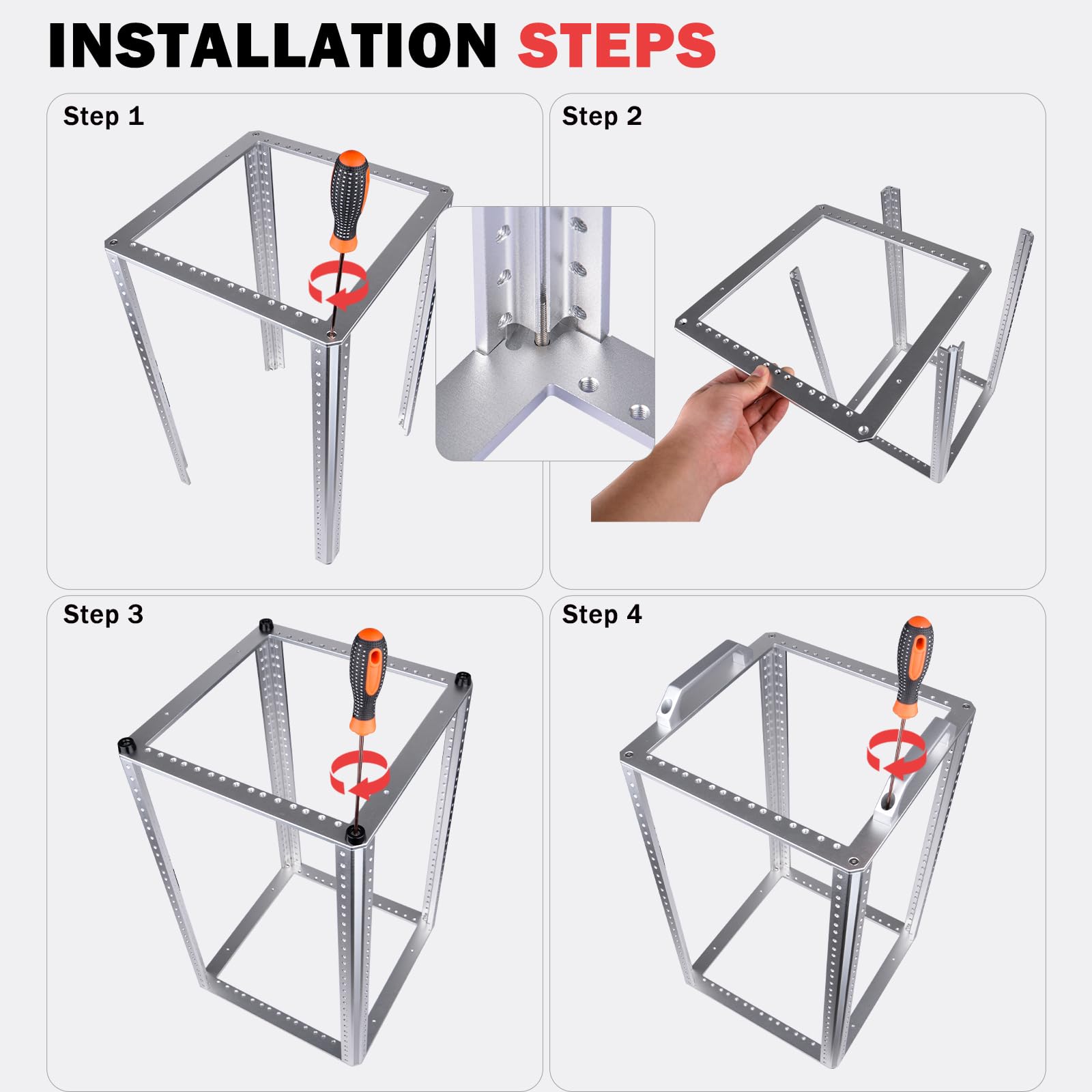 GeeekPi DeskPi RackMate TL1 - Armario para servidores (10 Pulgadas, 10U, 264 mm de Profundidad) para Equipos de Red, servidores, Audio y vídeo, de aleación de Aluminio con Marco Abierto