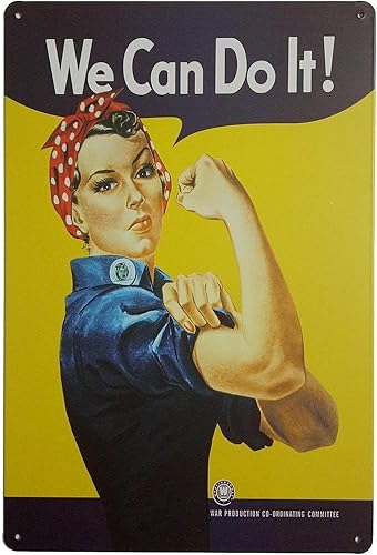 Eveokoki Pin-up Girl We Can Do It - Cartel de metal retro vintage para pared, decoración de bares, 12 x 16 pulgadas
