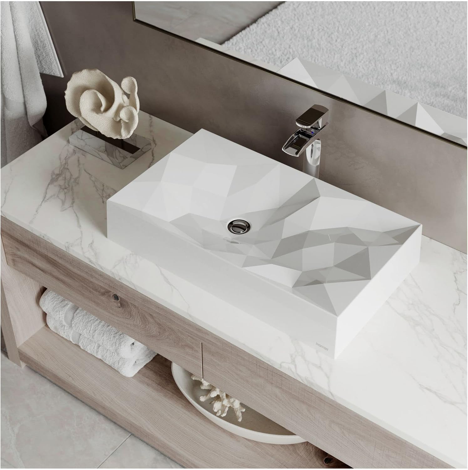 Karran Diamond SQS400 Quartz 28 in. Bathroom Vessel Sink in Black
