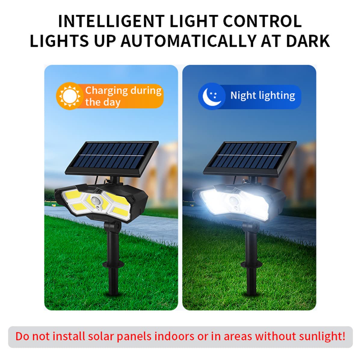 Focos solares para Exteriores, focos LED solares para paisajes Ajustables, Luces de jardín con energía Solar Impermeables IP65 2 en 1 para Piscina de Entrada de Pared de Patio