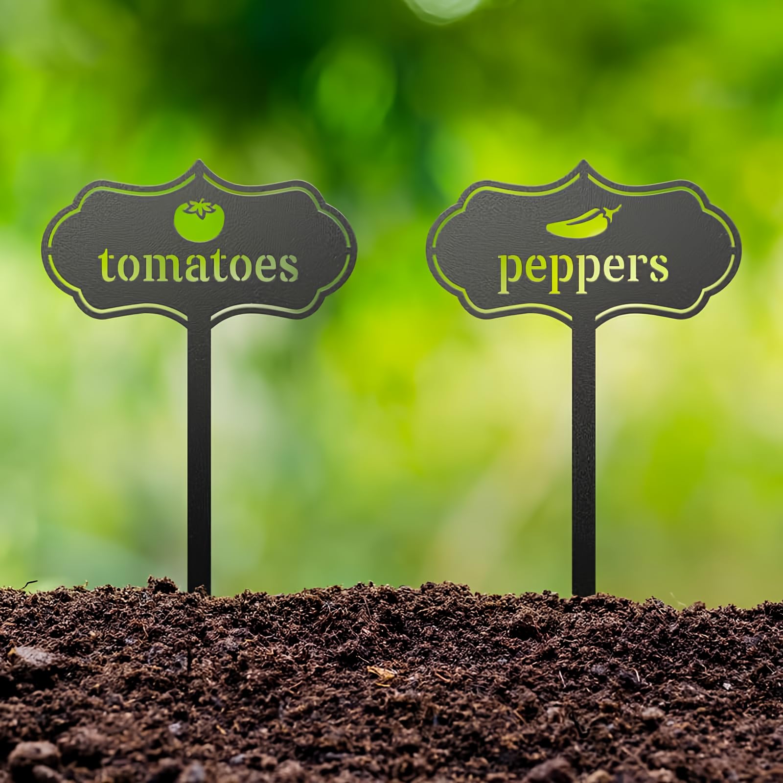 RealSteel - Seed & Plant Markers - Indoor/Outdoor Herb Garden Stakes - Elegant Fruit/Vegetable Seed Labels - Durable Plant Tags for Pots - Classy