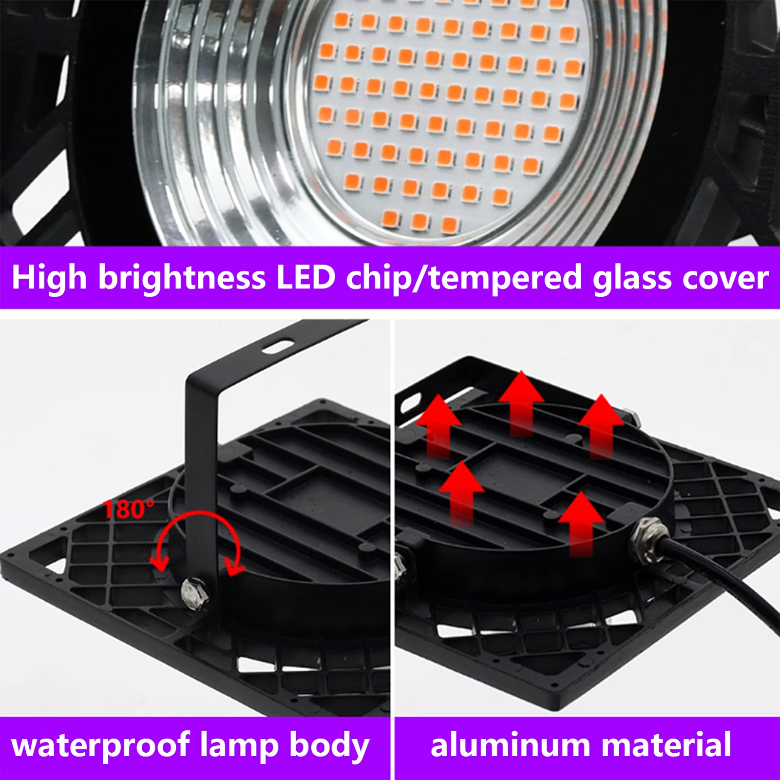 LED Lámpara de IA Planta, 50W Grow Light Espectro Completo, para Interior/Invernadero/Grow Box Vegetal Crecimiento,Blanco