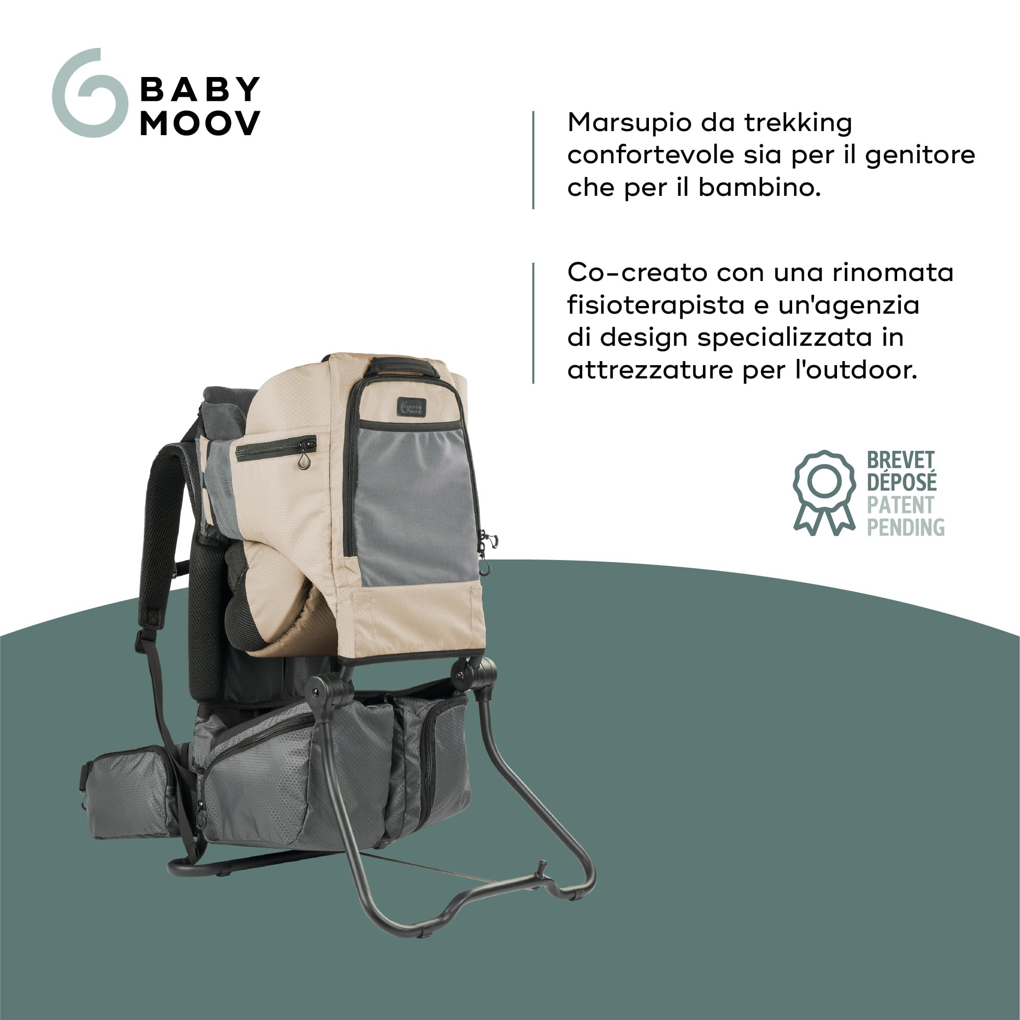 Babymoov Zaino Porta Bambino Trekking Moov&Hike + Copertura Pioggia | Parasole Anti-UV 50+, Ergonomico per Genitore e Bimbo - Regolabile - Borsa Isotermica 10L - Garanzia a Vita