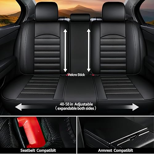 Miniatura 3 de ROBECCHI Fundas de asiento de automóvil para Dodge Charger 2006-2023, 5 fundas de asiento, impermeables, de piel sintética, fundas de asiento
