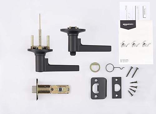 Miniatura 8 de Tienda Basics Manchester - Picaportes con cerradura para puerta de privacidad, color níquel satinado