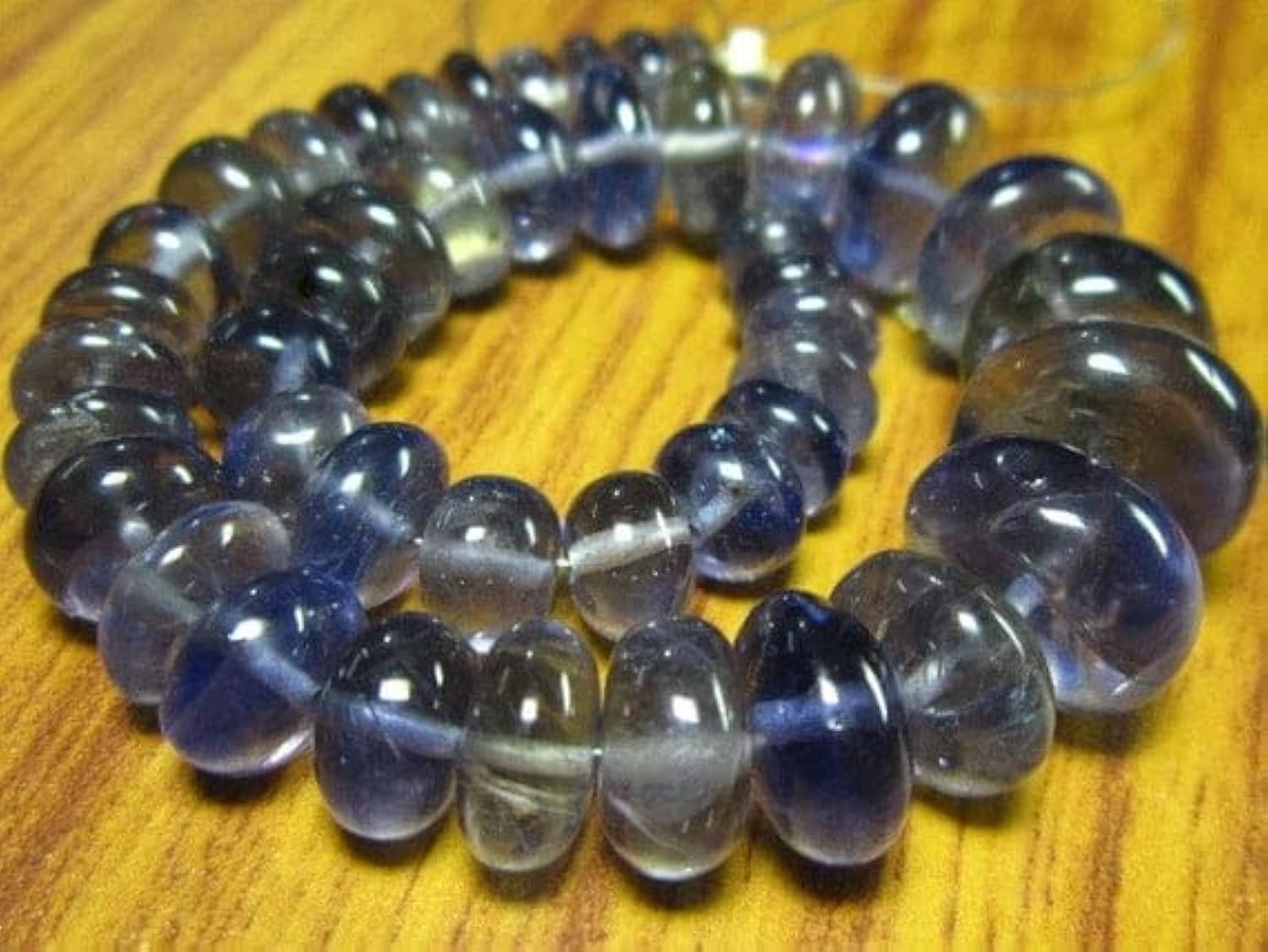 Iolite smooth rondelles perles naturelles bleues violettes en fil 7.5 pouces
