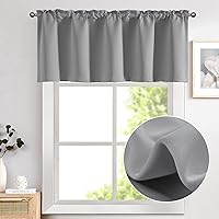 Vista 2 de Vangao Cenefas Grises para Ventanas de 18 Pulgadas Cenefas Sólidas para Sala de Estar para Ventanas Blackout Oscurecedoras de Habitación