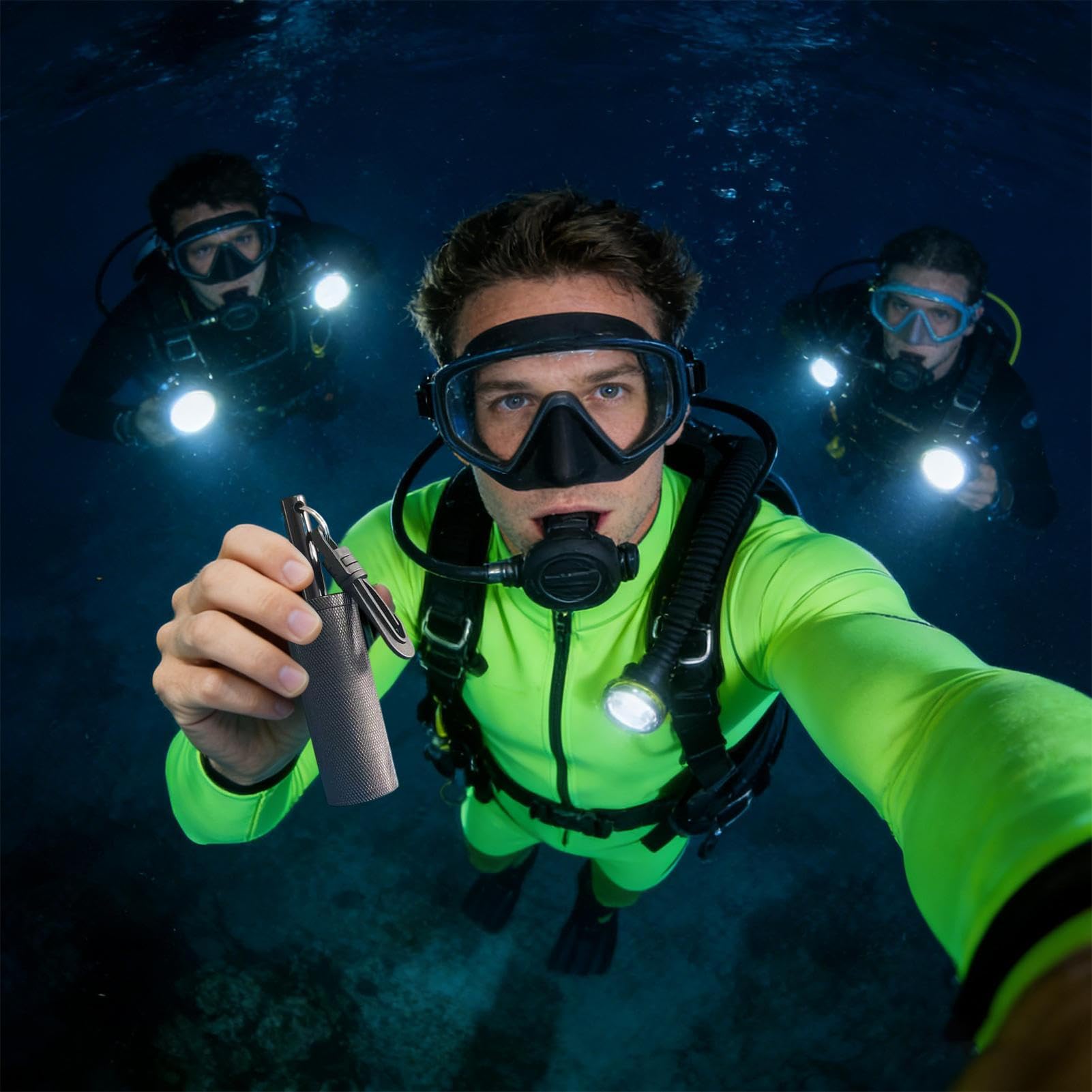 Tauchsicherheitsstab, tragbarer Klopfsignalsonde, Kommunikationstauchstab mit Haken, für Taucher, Surfen, Unterwasser, niedrige Sichtbarkeit, komplexe Gewässer, Tiefsee-Höhlen, Rettungstraining