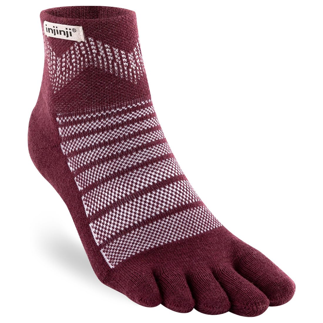 Injinji Unisex Outdoor Midweight Mini-Crew Merino Skarpetki, Garnet, 37, 38, 39, 40