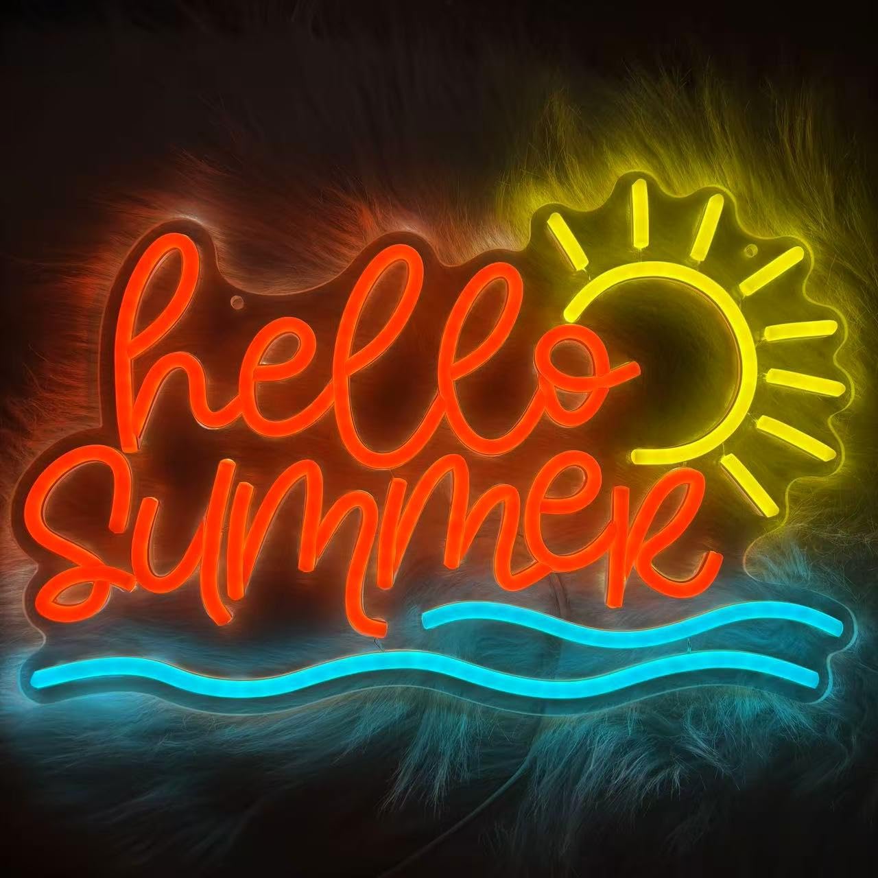 Hello Summer Neon Sign, Summers Palm Tree LED Signs Party Decor Party Atmosphere Room Decor