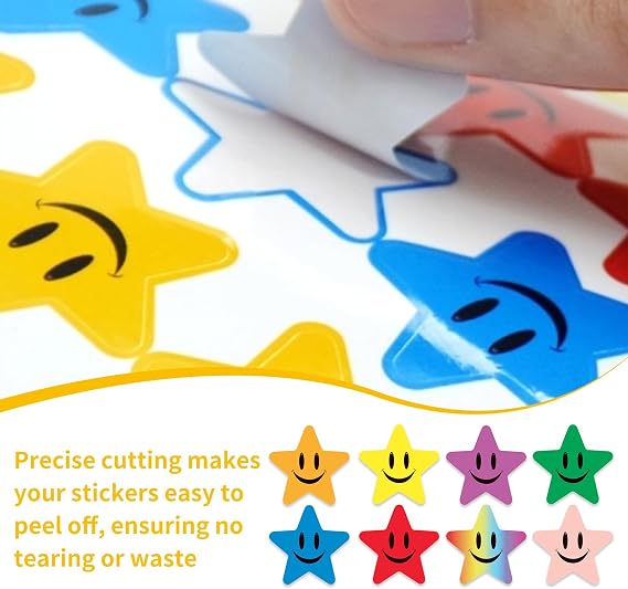 200 PCS Star Stickers for Reward Chart,Reward Stickers,Smiley Face Stickers Colourful Star Stickers Motivational Praise Sticker for Teachers, Parents, Children, Potty Training, School, and Home Use