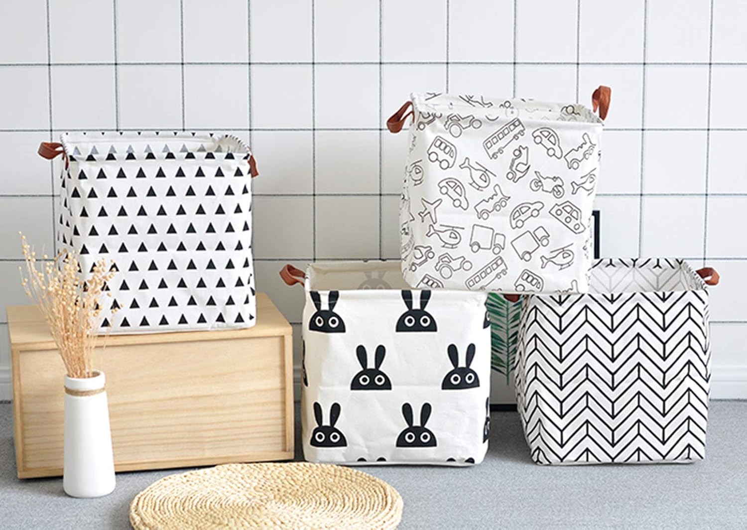 Storage Basket Fabric Organizer Bin for Toys, Books, Clothes, Pets,Perfect for Bedroom/Office/Nursery/Shelves (Black)