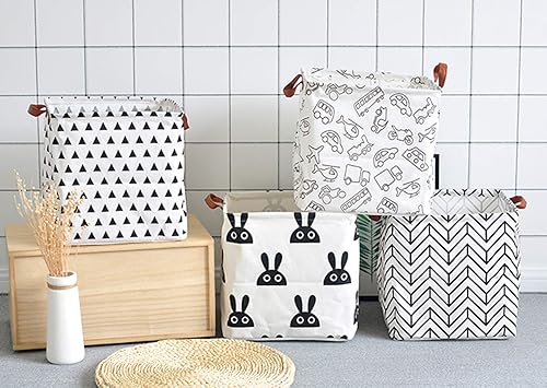 Miniatura 7 de Cesta de almacenamiento de lona, plegable, organizador con contenedores Cactus negro,Cruz,geométrico,Carta,Conejo,Semicírculo,Triángulo,Triángulo