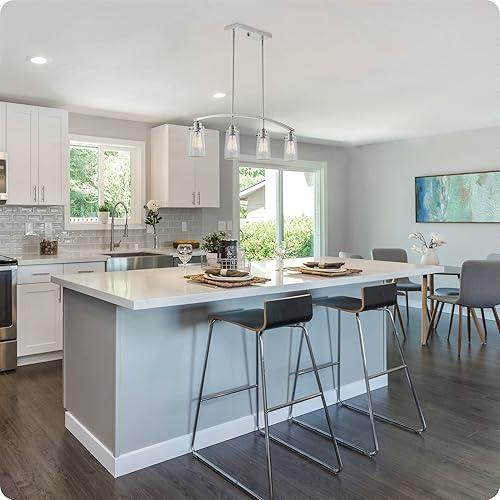 Miniatura 2 de Kira Home Rayne - Lámpara de isla arqueada moderna de 33 pulgadas, 4 luces, persianas de vidrio semillado + acabado negro