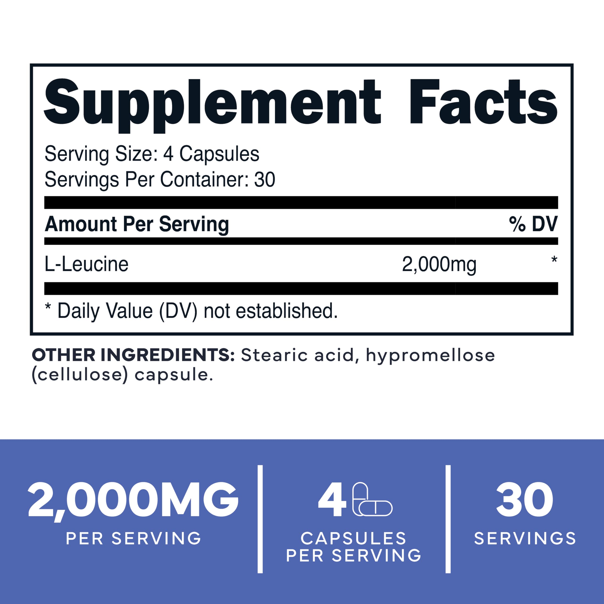 Type Zero L-Leucine Capsules (2000mg) 120 Capsules, 30 Servings — Amazon image 2