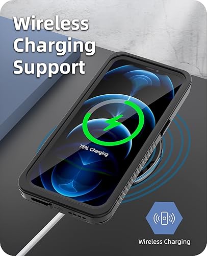 Miniatura 6 de WIFORT - Funda impermeable para iPhone 12 Pro Max - Protector de pantalla integrado resistente al agua, protección contra caídas dura, a prueba de