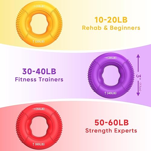Miniatura 21 de FitBeast Grip Strength Trainer, Finger Exerciser, Stress Balls for Adults 6-Piece Set, Hand Therapy for Strength, Recovery & Stress Relief, Forearm