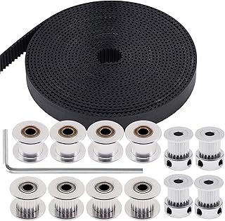 Zeelo 5M GT2 Timing Belt 15mm Width + 4pcs 20 Teeth 5mm Bore Timing Pulley Wheel + 4pcs 20 Toothless Bore 5mm Idler + 4pcs 20 Tooth Bore 5mm Idler,for 3D Printer