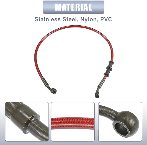 Miniatura 6 de X AUTOHAUX 23.6 in 23.62" Longitud 0.394 in ID motocicleta freno hidráulico manguera tubo tubo de manguera de acero inoxidable 28 cable trenzado