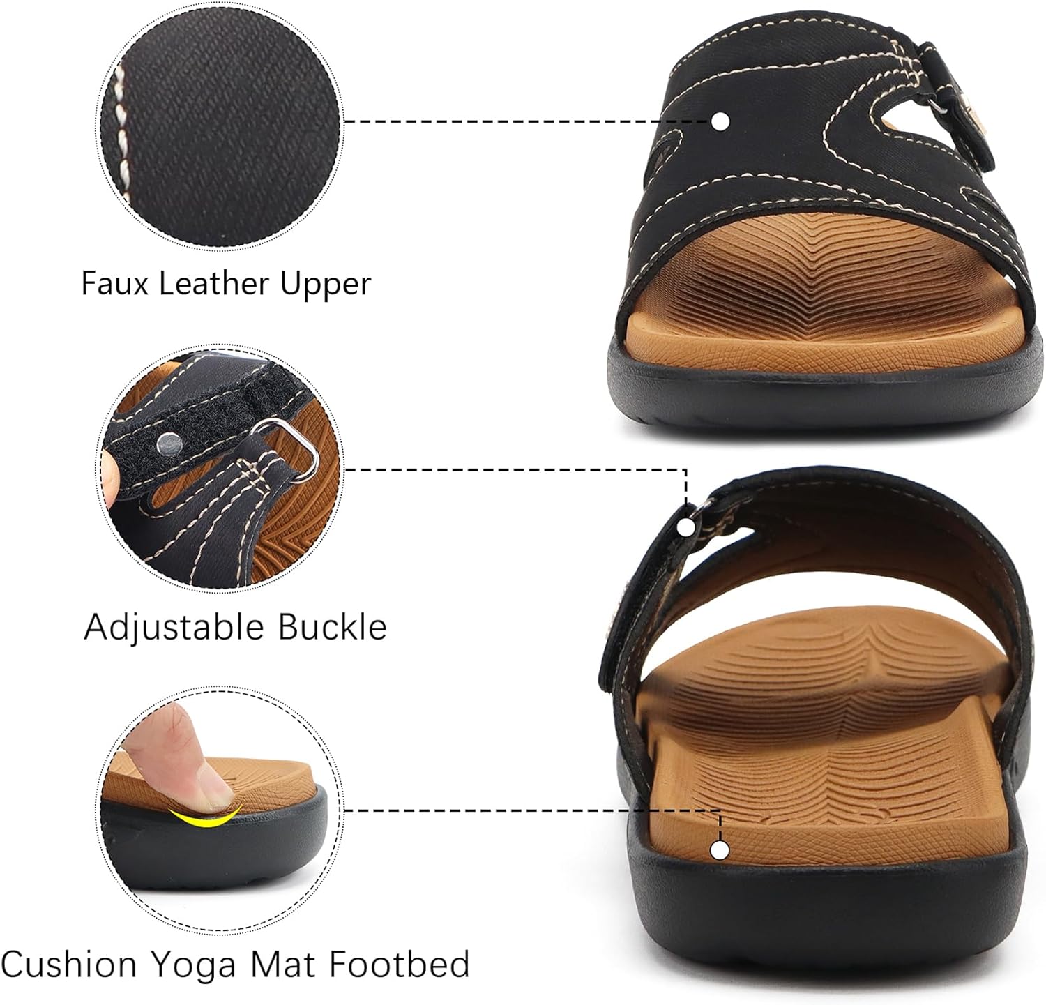 KuaiLu Womens Fashion Orthotic Slides Ladies Lightweight Athletic Yoga Mat Sandals Slip On Thick Cushion Slippers Sandals With Comfortable Plantar Fasciitis Arch Support - Image 4