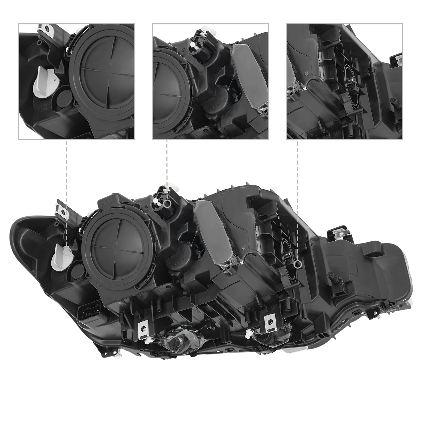 Faro delantero izquierdo HID para BMW Serie 3 F30 F31 (2011-2015), con luz diurna LED, carcasa negra, lente transparente, D1S, OE 63117314532