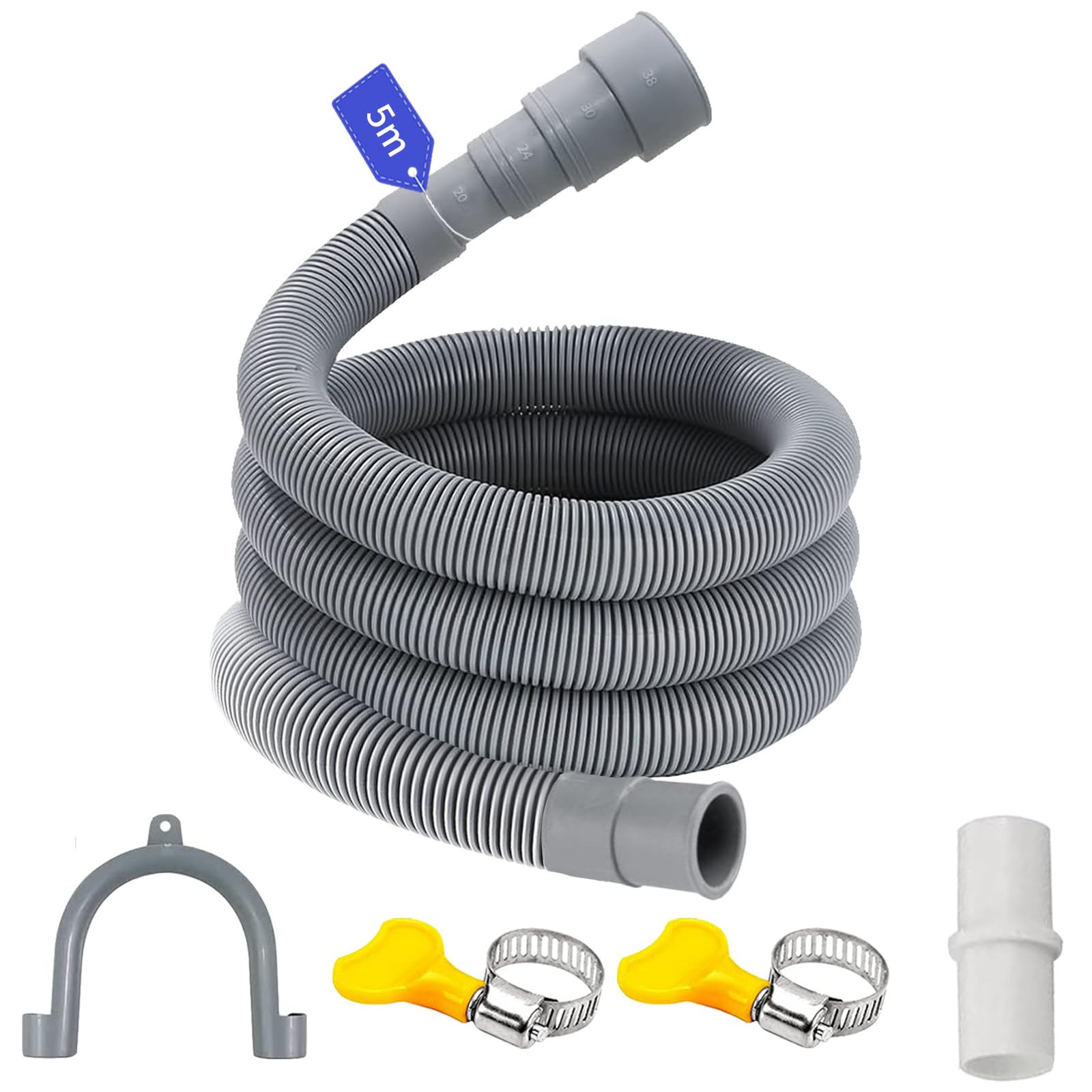 Tuyau de vidange universel 5m kit de rallonge évacuation lave-linge lave-vaisselle et sèche-linge