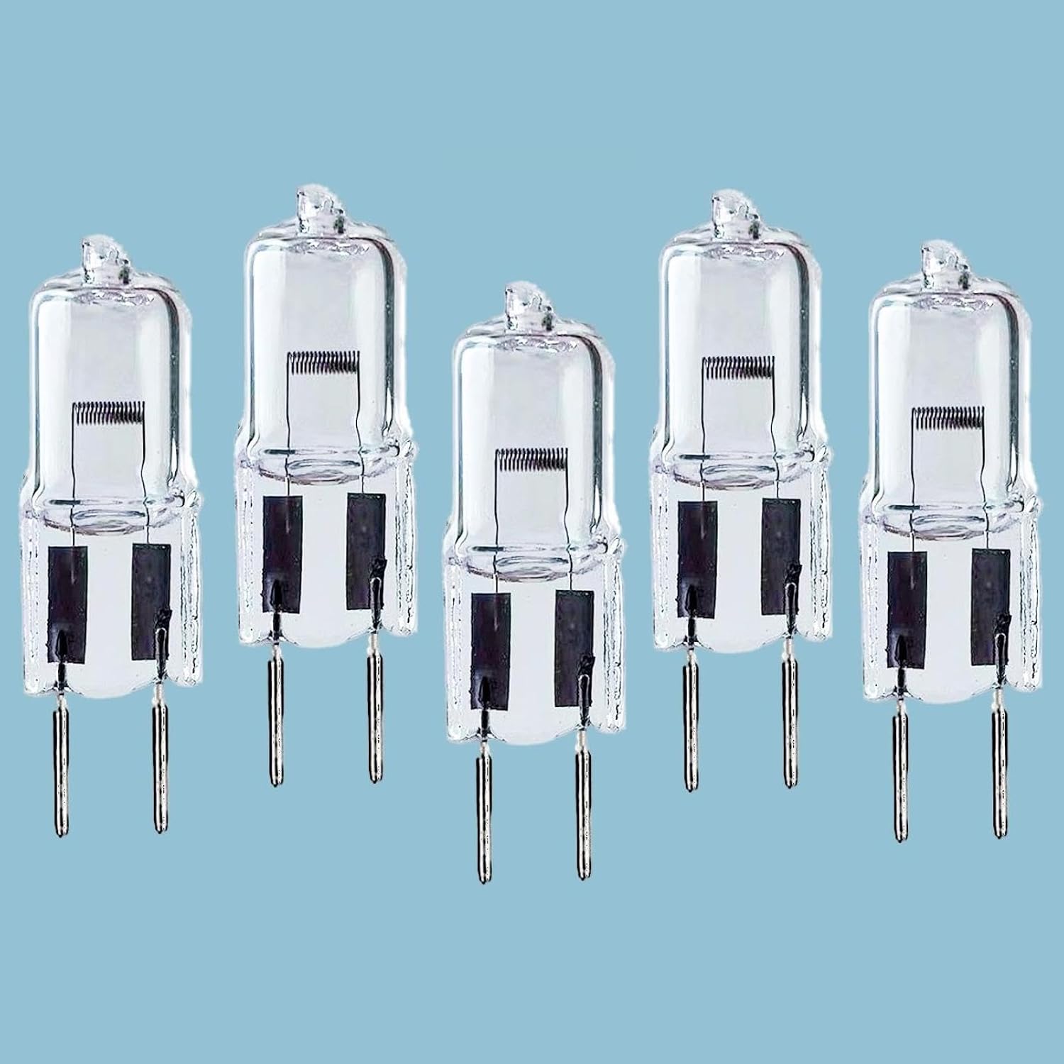 GY6.35 Halogen Bulb 50W Bi-Pin Base,AC/DC 24V,Dimmable,2800K Warm White,5 Pack G6.35 24V-150W