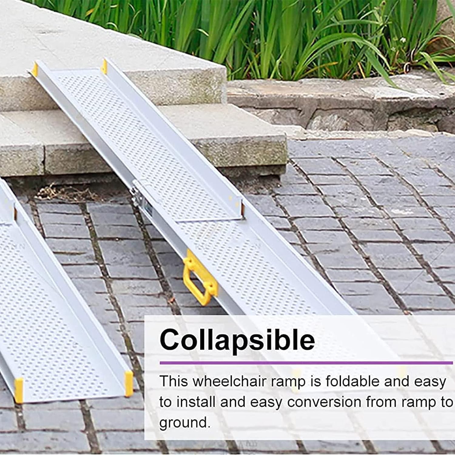 2 Piezas Rampa Telescópica De Silla De Ruedas, Rampa Portátil De Silla De Ruedas Ajustable, Rampa Para Discapacidad De Plataforma Sin Deslizamiento, Adecuado Para Escalones Para El Hogar,150cm