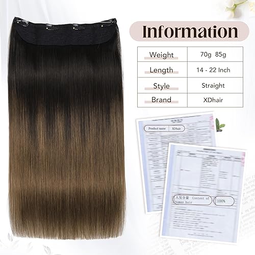 Miniatura 3 de XDhair Extensiones de cabello humano con alambre, 20 pulgadas, 3.00 oz, balayage, color marrón dorado con rubio caramelo, extensiones de cabello