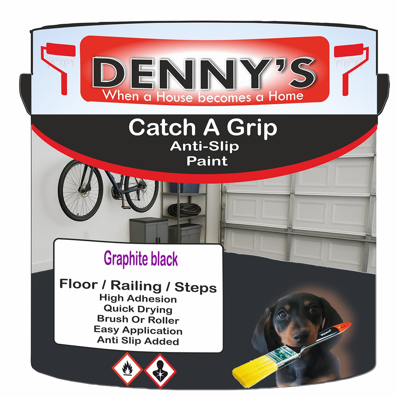 Catch A Grip Anti Slip Floor Paint – Non Slip Coating for Steps, Railings & Garages – 170 Colours, High Adhesion, Quick Dry, Multiple Sizes (Graphite black, 5 Litre Tin)