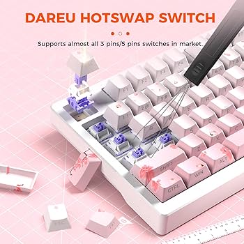 Dareu EK75 Pro ピンク無線キーボード 本体 Amazon.com: DAREU EK75PRO Sakura Pink Wireless Mechanical
