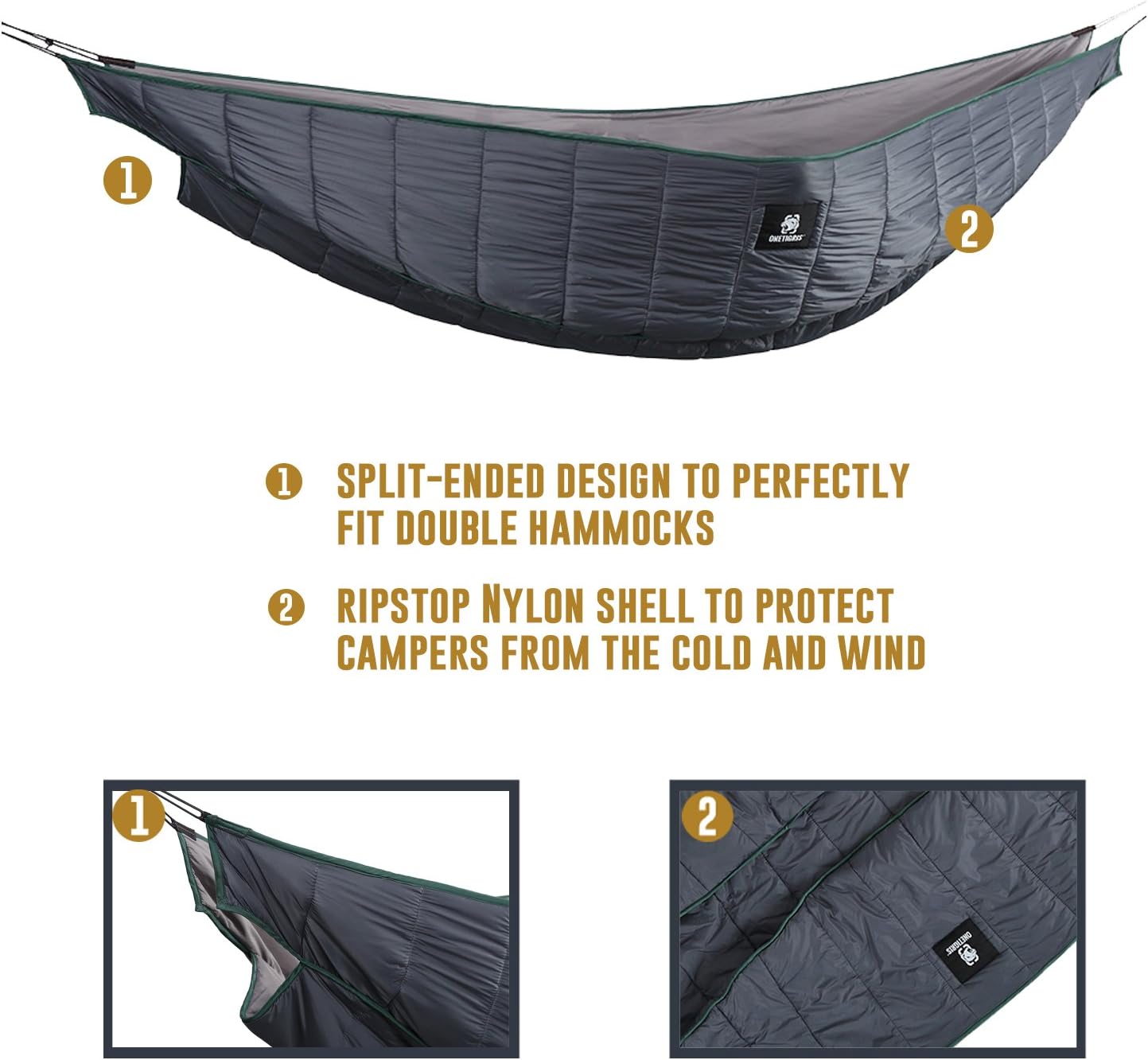 OneTigris Shield Cradle Hammock Underquilt for Double & Single Hammocks, Large Wide Camping Blanket for Adults & Kids Hammock Camping, Hiking, Backpacking, Travel, Backyard, Beach, Indoor, Outdoor