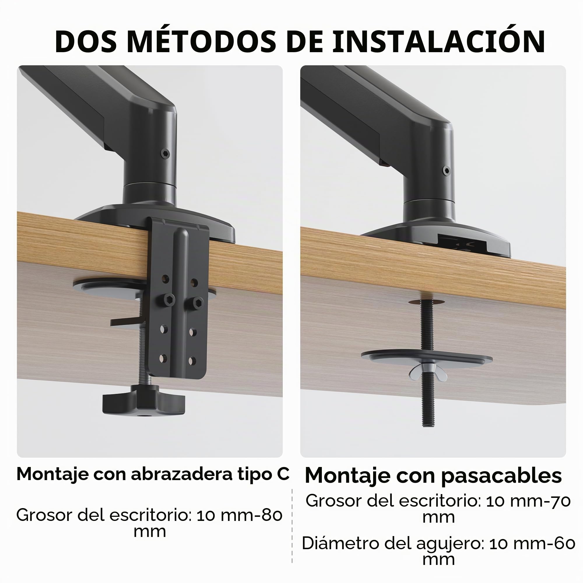 BONTEC Soporte para Monitor 15-34 Pulgadas, Brazo Individual A Gas hasta 12 Kg, VESA 75x75 100x100, Rotación 360°, Altura E Inclinación Ajustable, Soporte De Escritorio Y Mesa con Gestión De Cables