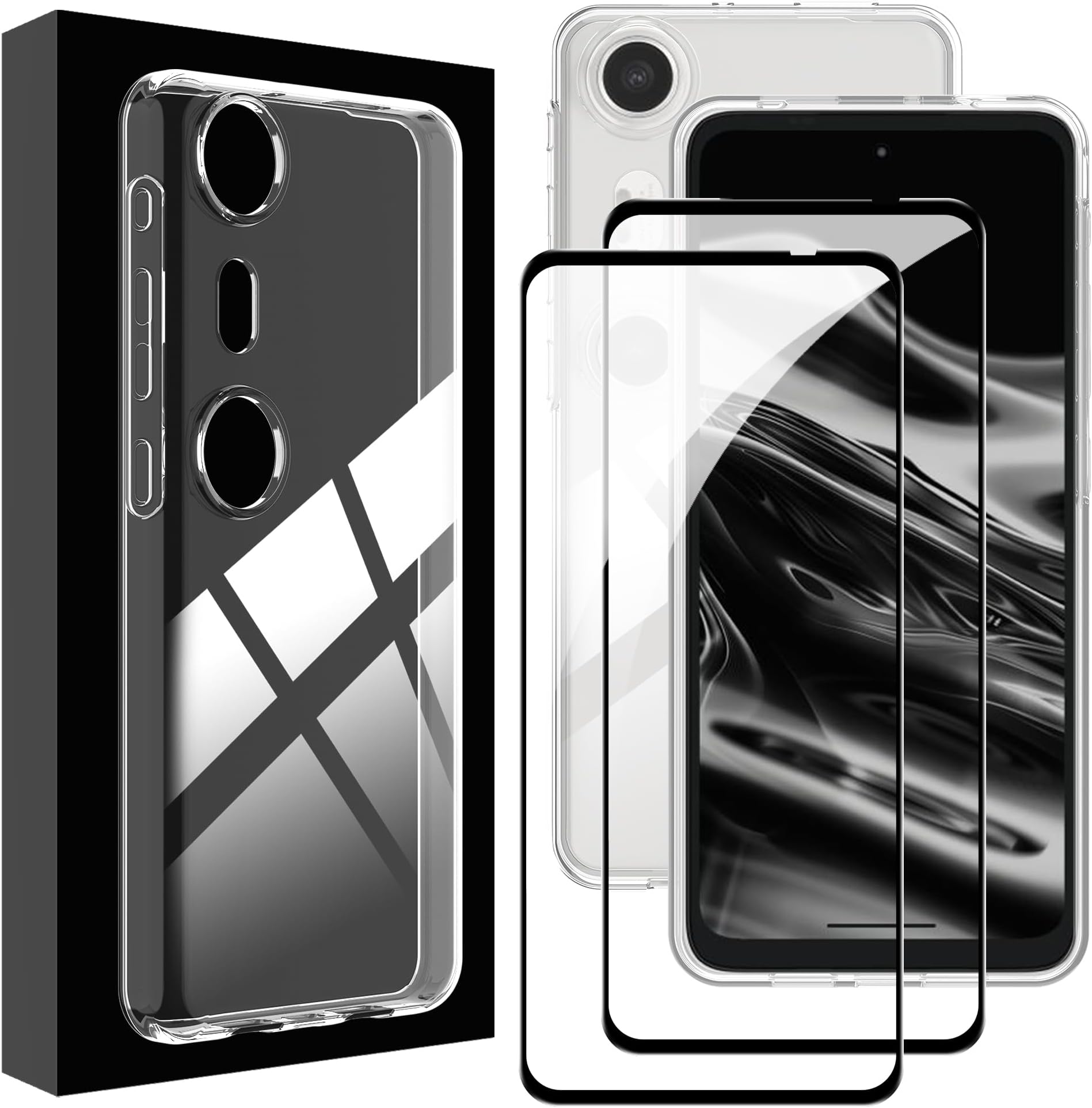 For XREAL Beam Pro Case with Screen Protector (2-Pack), Full-coverage HD Scratch Resistance 9H Tempered Glass,Transparent TPU, Slim Thin Drop Proof Cover